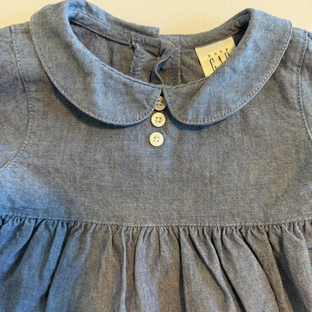 BABY GAP Blue Chambray Denim 2-Pc Outfit Dress Newborn 3-6 Mos